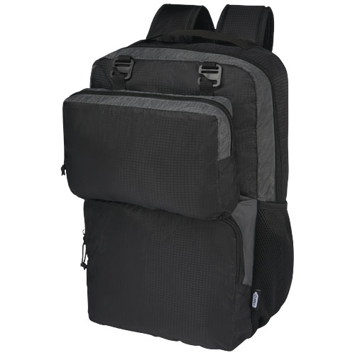 Sac publicitaire pour ordinateur 15" polyester recyclé Trailhead Noir et Gris